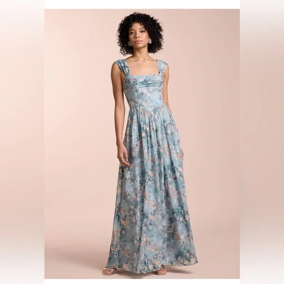 maxi blue satin dress Light Blue Satin Long Sleeve Maxi Dress Large